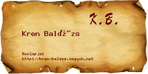 Kren Balázs névjegykártya